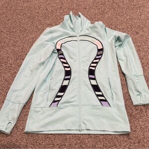 Lululemon Women's Light Blue Jacket with Striped Design